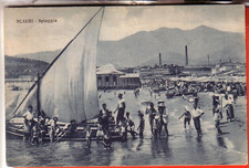 CARTOLINA  SCAURI   FP  VIAGGIATA  1938 LA SPIAGGIA ANIMATISSIMA BELLA