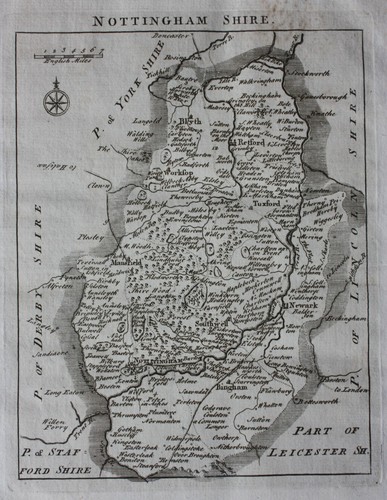 Nottinghamshire antica mappa - nottinghamshire,,
