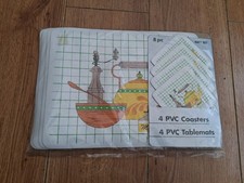 Set sottobicchieri e tovagliette in PVC vintage anni 80 - nuovo vecchio stock - RETRO KITSCH anni 70