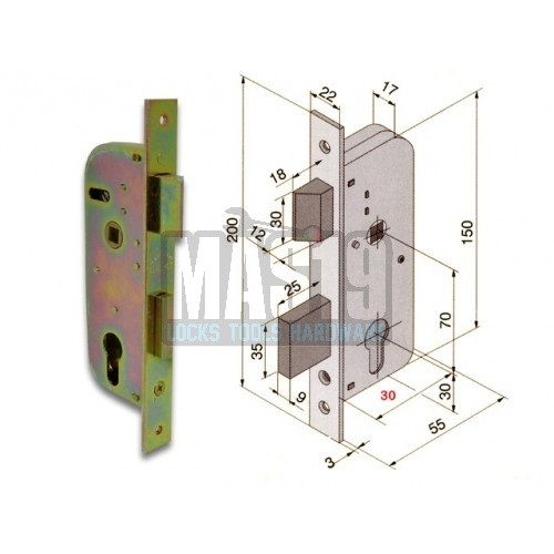 Serratura per porte ferro - porte, in