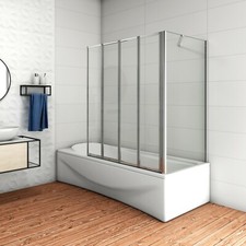 H.140CM PARETE VASCA ANGOLARE PIEGHEVOLI A LIBRO CON LATO FISSO VETRO TEMPERATO