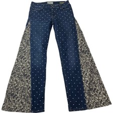 Jeans svasati Roy Roger's fantasia diamante stampa cuore blu donna taglia UK 10