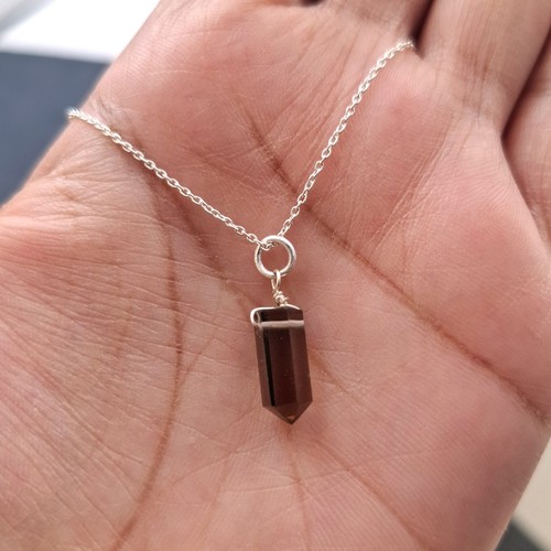 Fumoso quarzo matita - matita, collana