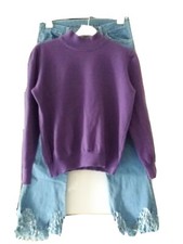 Jeans ragazza tg M+maglietta colore viola in lana 100%