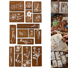 Set di 6 timbri in gomma in legno Scrapbooking Journaling Painting Seal