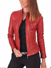 Giacca donna rossa pelle di