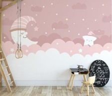 3D Rosa Hut Mond Q2365 Tapete