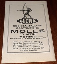 Pubblicità SICMA Società Italiana Costruzione Molle (1929)