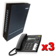 Centralino telefonico ufficio pabx 3 linee 8 interni messaggio DISA + 3 telefoni