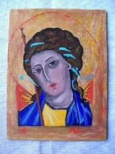 OPERA PITTURA AD OLIO ICONA RELIGIOSA MADONNA SANTI BELLA ARREDAMENTO REGALI 