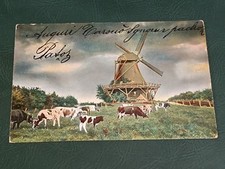 Cartolina Paesaggio Con Mulino A Vento E Gregge Di Bovini - Viaggiata - FP