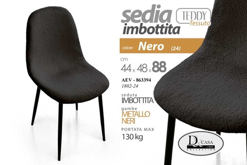 Sedia metallo tessuto nero - metallo,