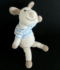 M. DOUDOU PELUCHE EGMONT TOYS CHIEN PULL BLANC RAYE BLEU ECRU BEIGE 19cm - TBE