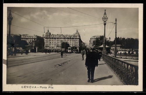 Cartolina genova ponte pila - genova,,