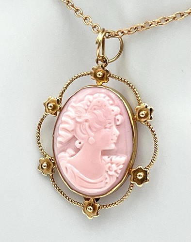 Ciondolo cammeo rosa - ciondolo,