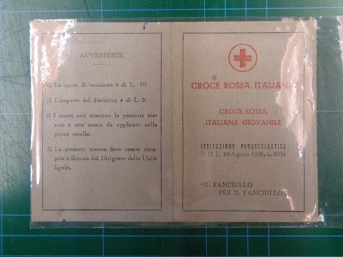 Tessera croce rossa italiana - croce,