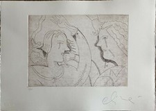 Luca Alinari incisione acquaforte Piccole Coppie Sole 50x35 firmata numerata 