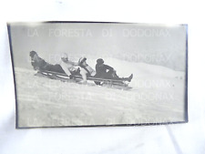 VECCHIA FOTO FOTOGRAFIA VINTAGE SLITTA SLITTINO NEVE MONTAGNA ITALIANA