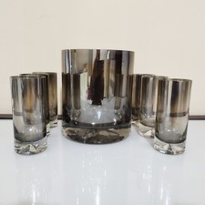 set 6 bicchieri vetro sommerso con porta ghiaccio 70's made in italy murano