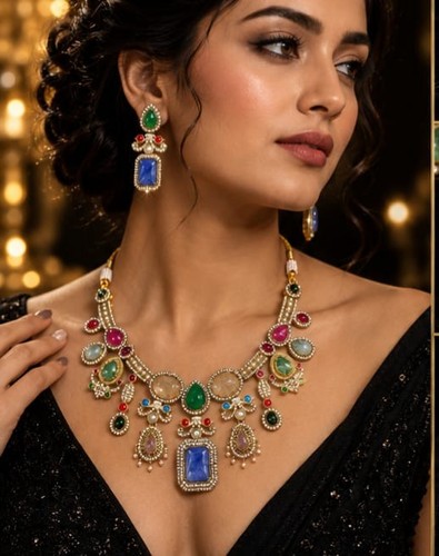 Set collana kundan - collana, multicolore