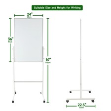 Penna + Ingranaggio Mobile Cancellazione a Secco Lavagna Bianca, 24 X 36 Pollici, Rotante, con Ruote