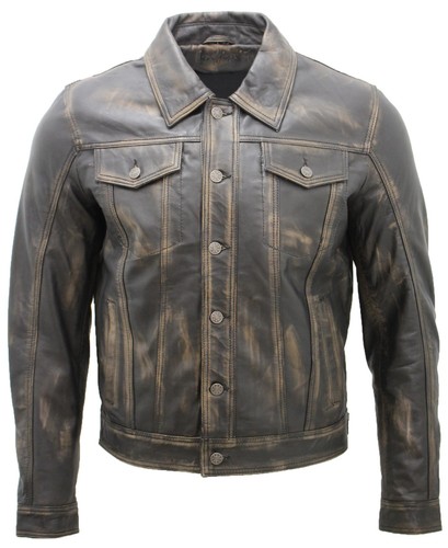 Giacca jeans nera pelle - in,