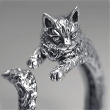 Anello gatto nero - , vintage
