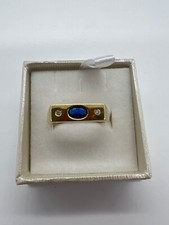 ANELLO DA UOMO  ORO 18K CON PIETRE SINTETICHE GR. 4,1 MIS.21