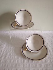 Anni '50 Coppia deliziose tazze da tè bordi oro e blu porcellana Bavaria