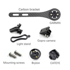 Prolunga supporto computer bici fibra di carbonio 3K per Garmin/Cateye/Bryton GPS Gopro