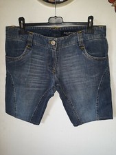 ADELE FADO JEANS CORTO DONNA TG.40 COTONE BLU CON INSERTI INIZIALI BRAND PERLE 