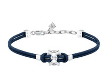 Bracciale Morellato Uomo centrale Timone Acciaio e Corda Blu _SAHB20