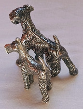 ARGENTO 800 Fox Terrier, 2  cane  microfusione, figura