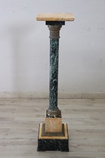 Colonna antica in marmo verde e giallo epoca fine  '800