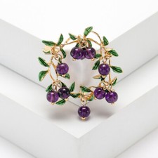 Spilla distintivo stile Art Deco cristallo smaltato mirtillo spilla sacchetto regalo gratuito