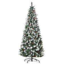 HOMCOM Albero di Natale Innevato Artificiale 180cm con 618 Rami Base Rimovibile