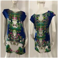 ZARA Vestito abito blu fantasia floreale colorata Tg S