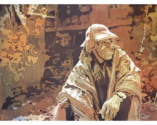 Quadro acquerello uomo quechua