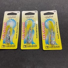 3 pezzi Luhr Jensen Pet 13 cucchiai Tony Accetta cromato con piuma gialla