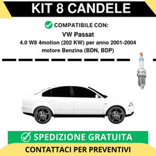 KIT 8 CANDELE per VW Passat 4.0 W8 4motion 202 kw anno 2001-2004