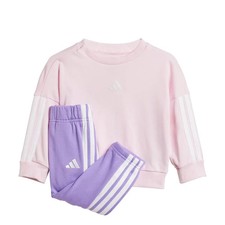 ADIDAS TUTA COMPLETA GIROCOLLO BAMBINA JD6482 INF 3 STRIPES COTONE ROSA VIOLA