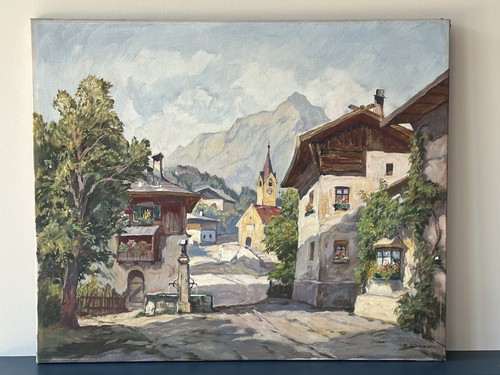 Quadro antico scena - , villaggio