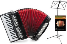 Set fisarmonica super entry level nera con 96 bassi, 37 tasti disco e accessori