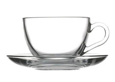 Tazze Da Tè Pasabahace Basic X6 Persone Con Piattini Vetro