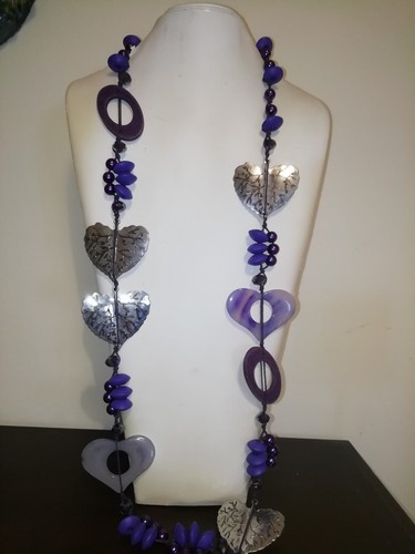 Collana lunga metallo legno - lunga,