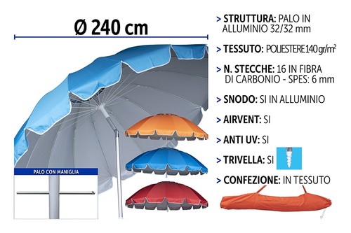 Ombrellone spiaggia 240 - ombrellone,