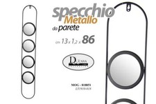 SPECCHIO PARETE METALLO 4 SPECCHI TONDI NERO INGRESSO BAGNO SALOTTO 86*13 CM