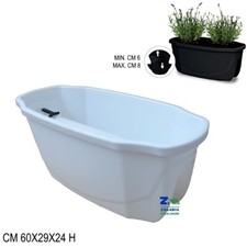 FIORIERA BALCONIERA DOPPIA RETTANGOLARE CM 60X29X24 H MOD. NIZZA COLORE BIANCO