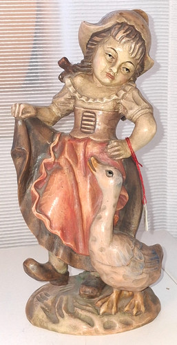 Statua legno contadina con - contadina,