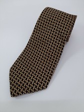 FACIS cravatta 100%seta silk marrone/nero geometrico fatta a mano necktie A486